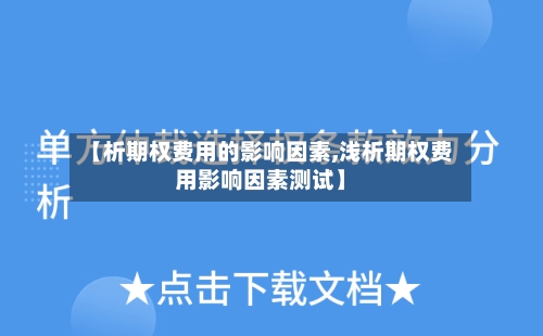 【析期权费用的影响因素,浅析期权费用影响因素测试】
