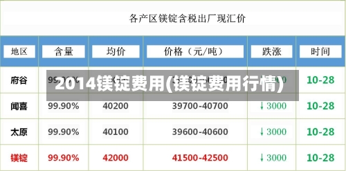 2014镁锭费用(镁锭费用行情)