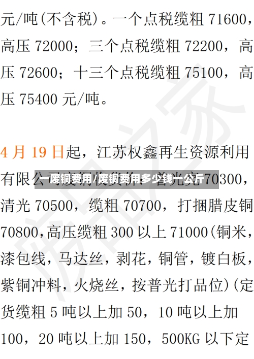 一废铜费用/废铜费用多少钱一公斤-第2张图片