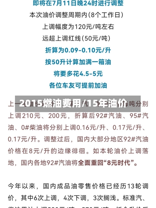 2015燃油费用/15年油价