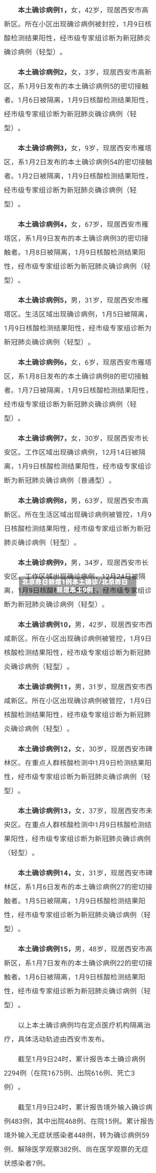 北京昨日新增1例本土确诊/北京昨日新增本土9例