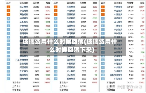 玻璃费用什么时候回落(玻璃费用什么时候回落下来)