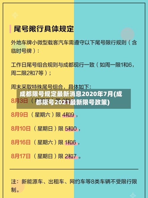 成都限号规定最新消息2020年7月(成都限号2021最新限号政策)