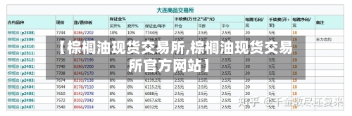 【棕榈油现货交易所,棕榈油现货交易所官方网站】