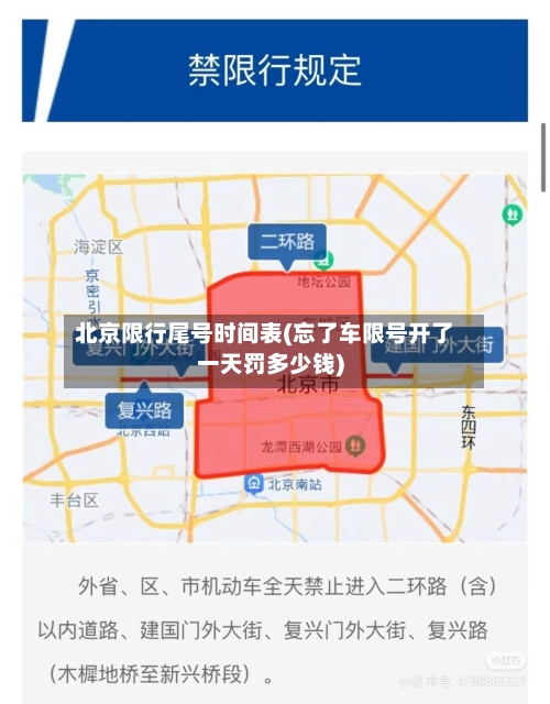 北京限行尾号时间表(忘了车限号开了一天罚多少钱)