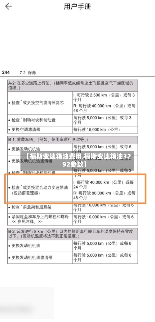 【福斯变速箱油费用,福斯变速箱油3292参数】