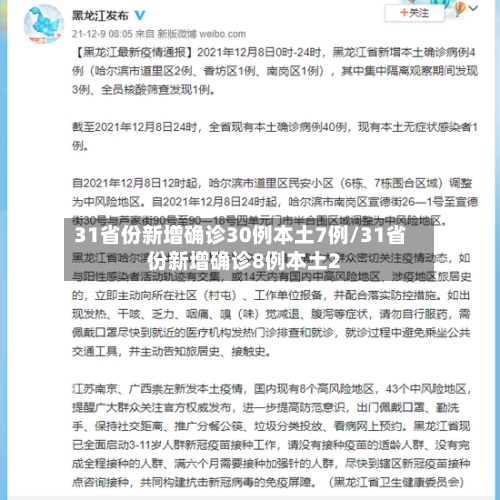 31省份新增确诊30例本土7例/31省份新增确诊8例本土2