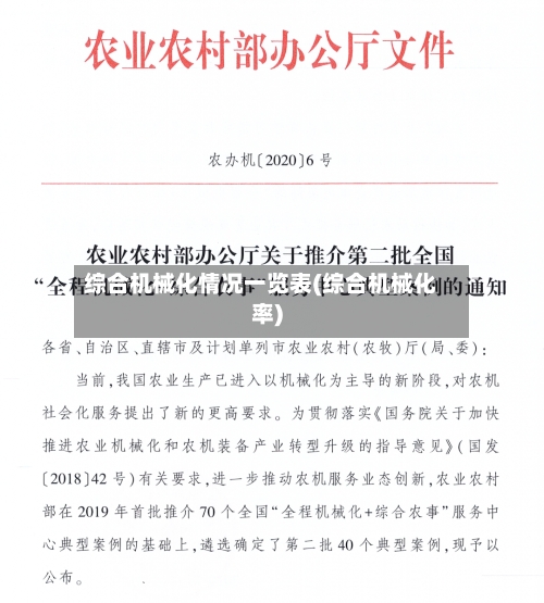综合机械化情况一览表(综合机械化率)-第2张图片