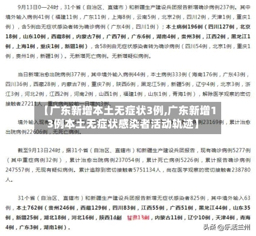 【广东新增本土无症状3例,广东新增13例本土无症状感染者活动轨迹】