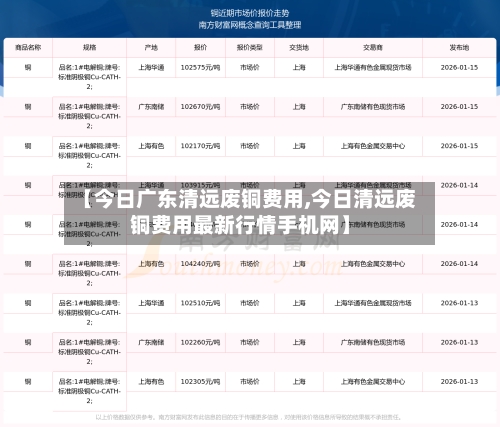 【今日广东清远废铜费用,今日清远废铜费用最新行情手机网】-第3张图片