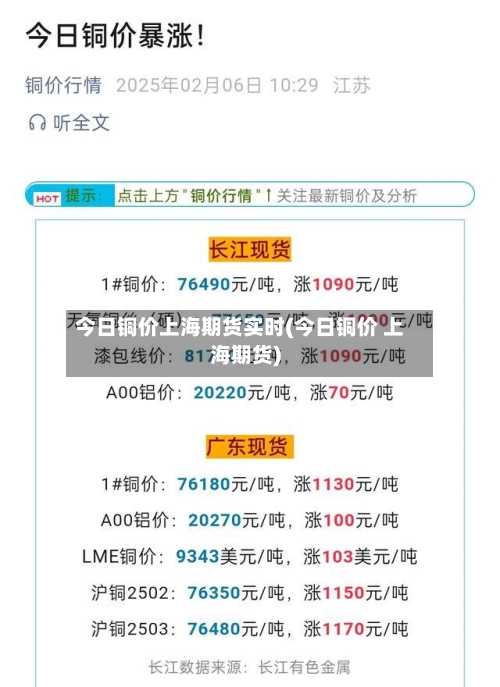 今日铜价上海期货实时(今日铜价 上海期货)